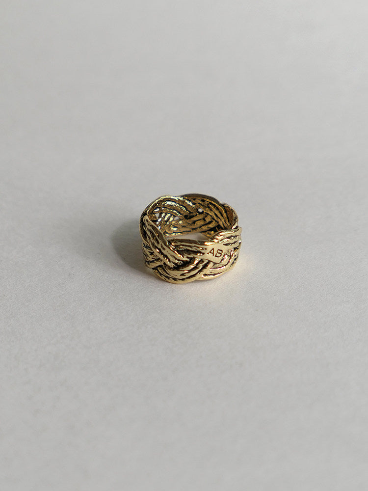 French Vintage Handwoven Braided Texture Ring - Unique Artisan Design
