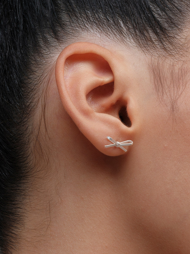 Matte Ultra-Thin Ribbon Bow Delicate Minimalist Versatile Earrings