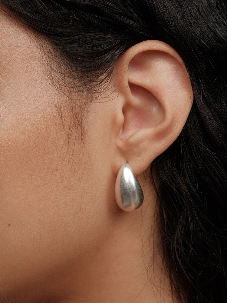 Hollow Teardrop Statement Earrings - Chunky Modern Design