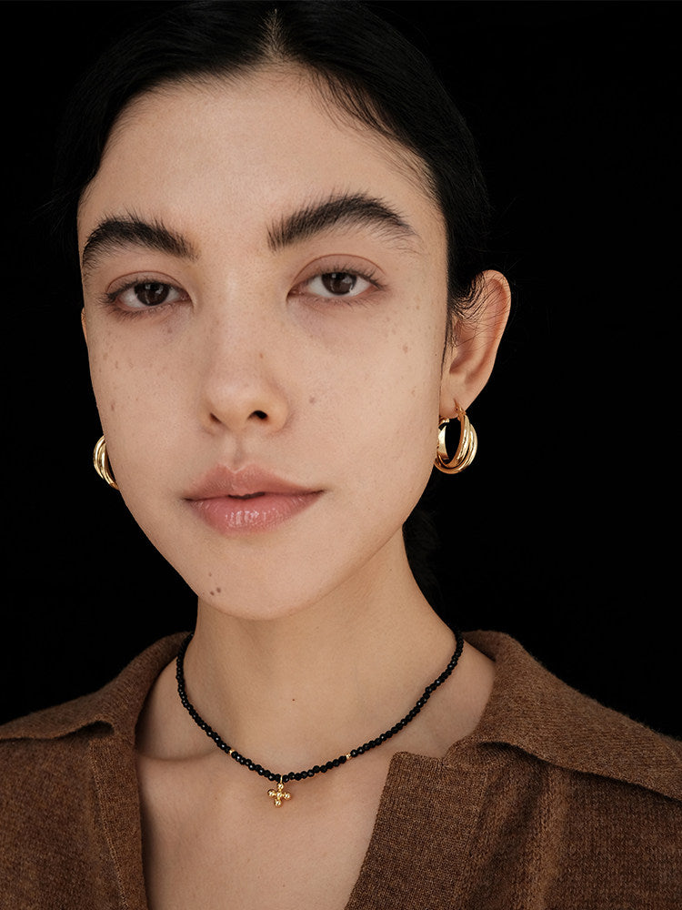 CnHnOn Minimalist Double Ring Earrings - Interlocking Circles, Fade-Resistant