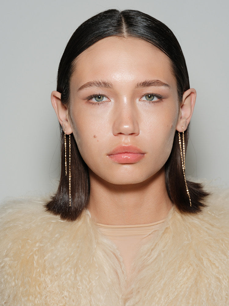 Flowing Soft Gold Fine Chain Earrings with Layered Lengths