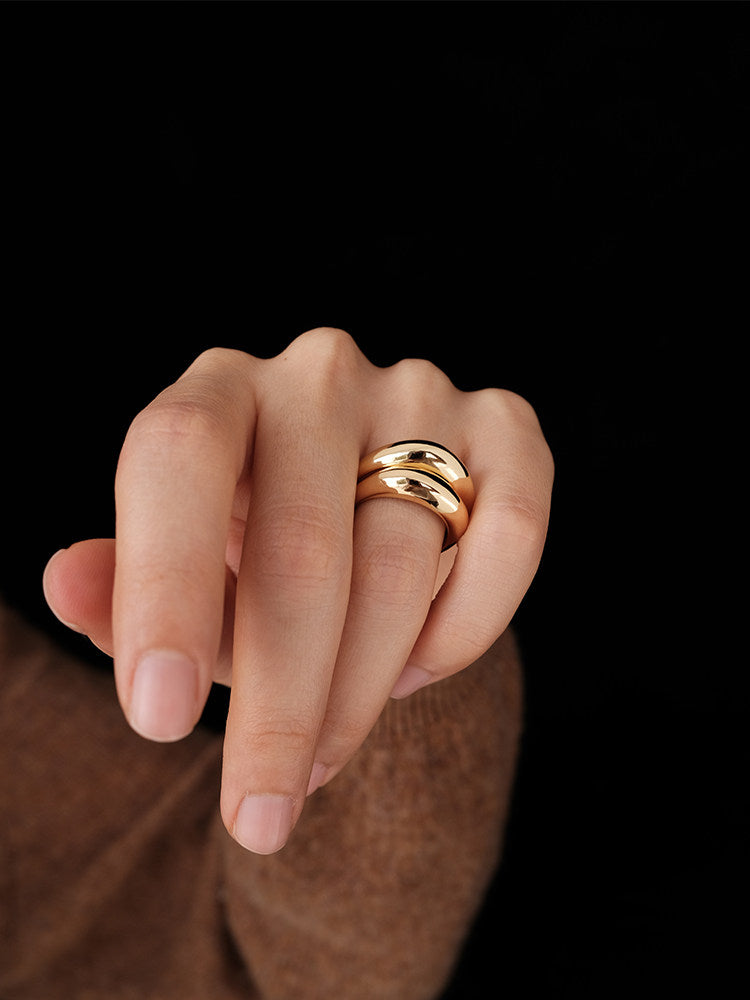 CnHnOn Sculptural High-Color Ring Set - Stackable Minimalist Fashion Rings
