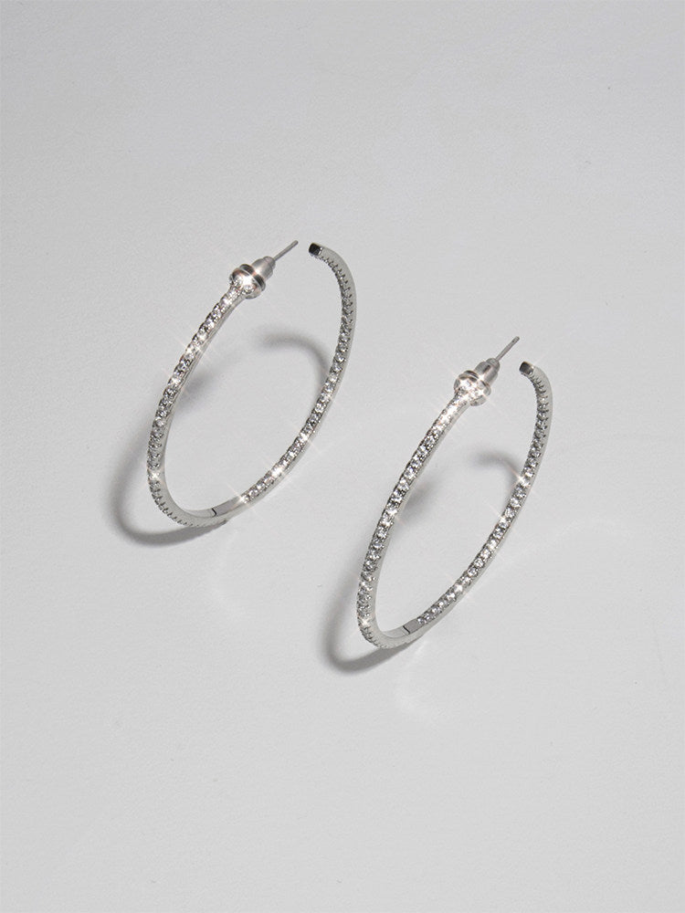CnHnOnFat Store – Versatile Shiny Zircon-Studded Slim Large Hoop Earrings