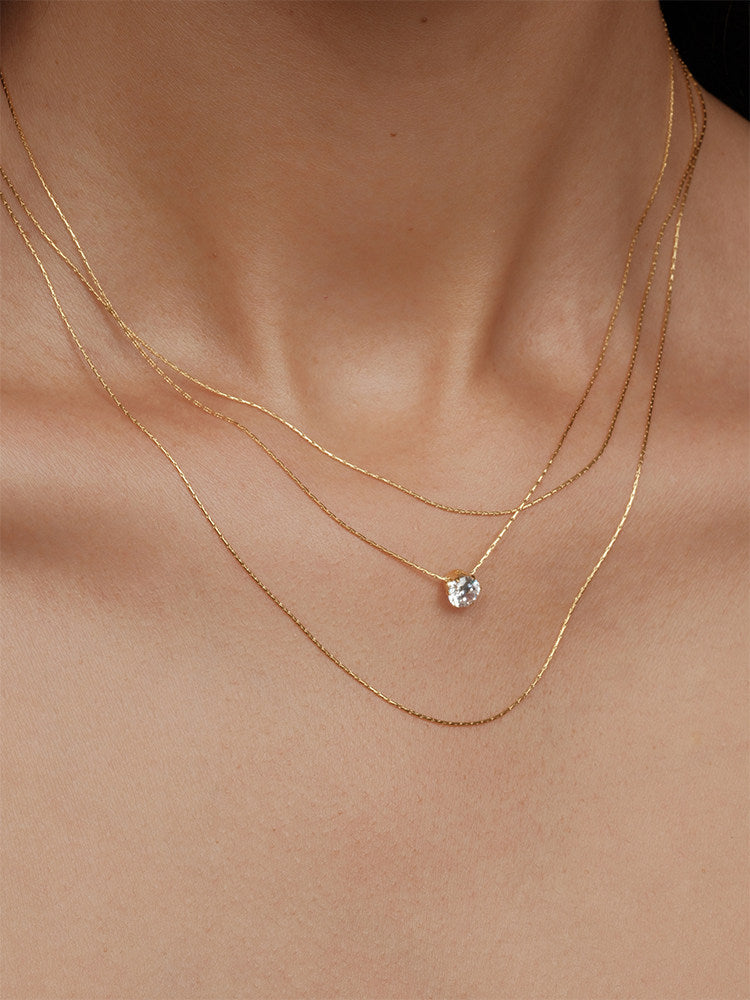 Ultra-Fine Gold-Tone Sparkling Streamline Versatile Double-Layer Fashion Necklace