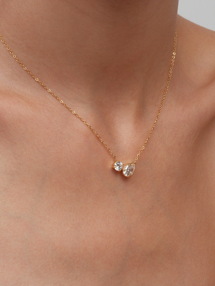 CnHnOn Fat Store Water Drop Round Diamond 5A Zirconia Minimalist European and American High-End Collarbone Necklace