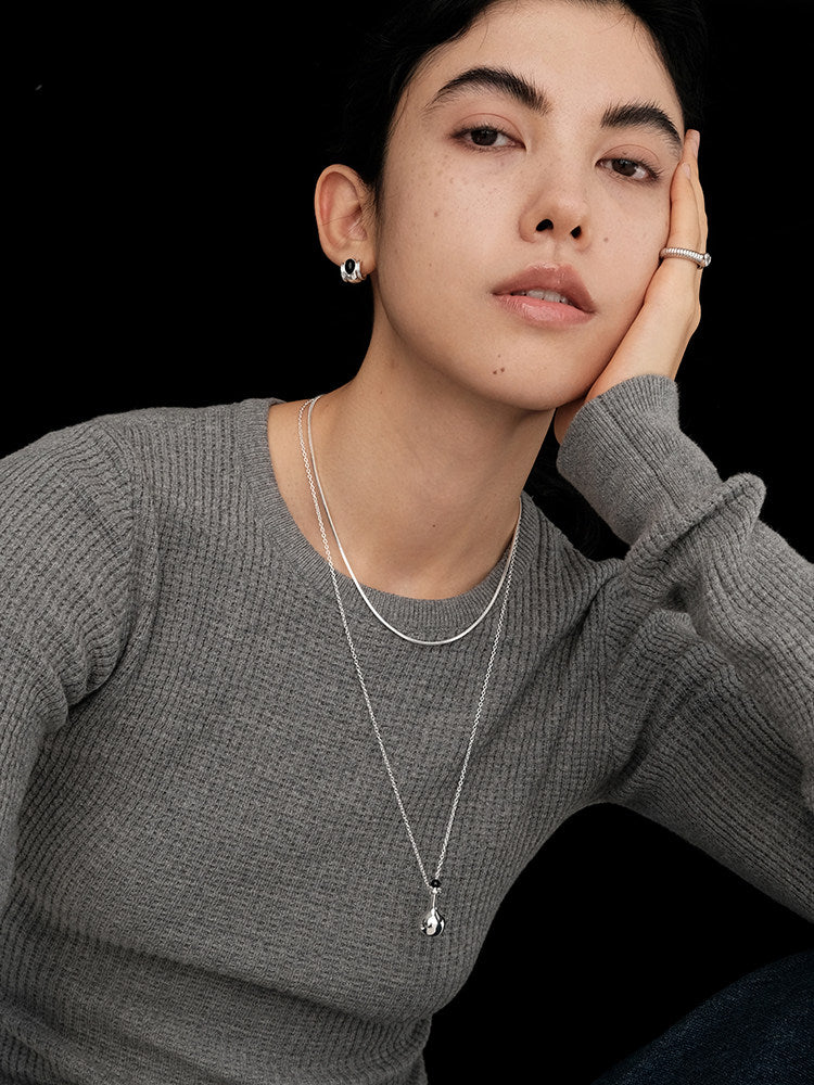 CnHnOn Fat Shop High-Color Square Snake Chain Necklace – Minimalist, Versatile, Fashionable