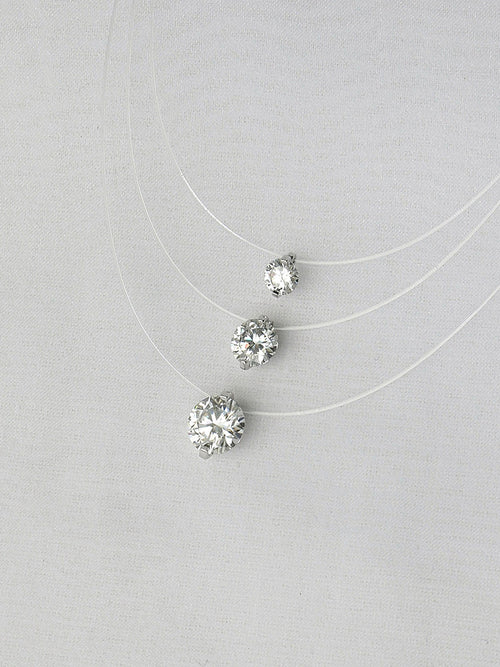 1ct Moissanite Floating Solitaire Necklace 925 Silver Eight Hearts Eight Arrows