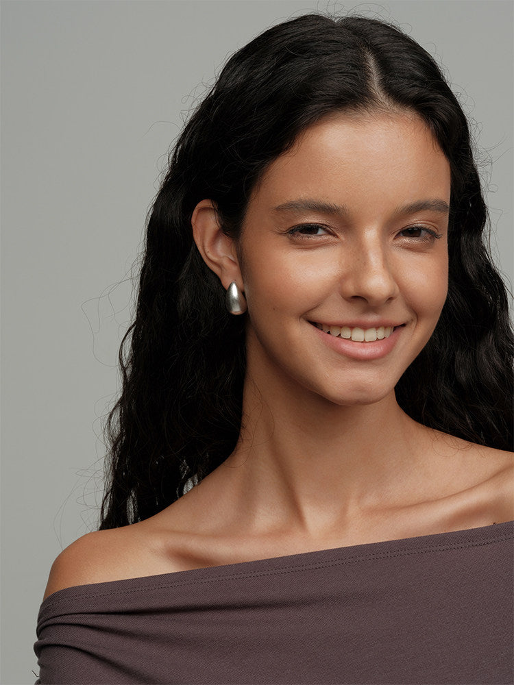 Hollow Teardrop Statement Earrings - Chunky Modern Design