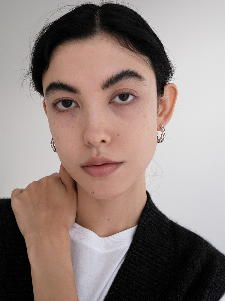 Handwoven Chunky Twist Earrings in Antique Silver Finish