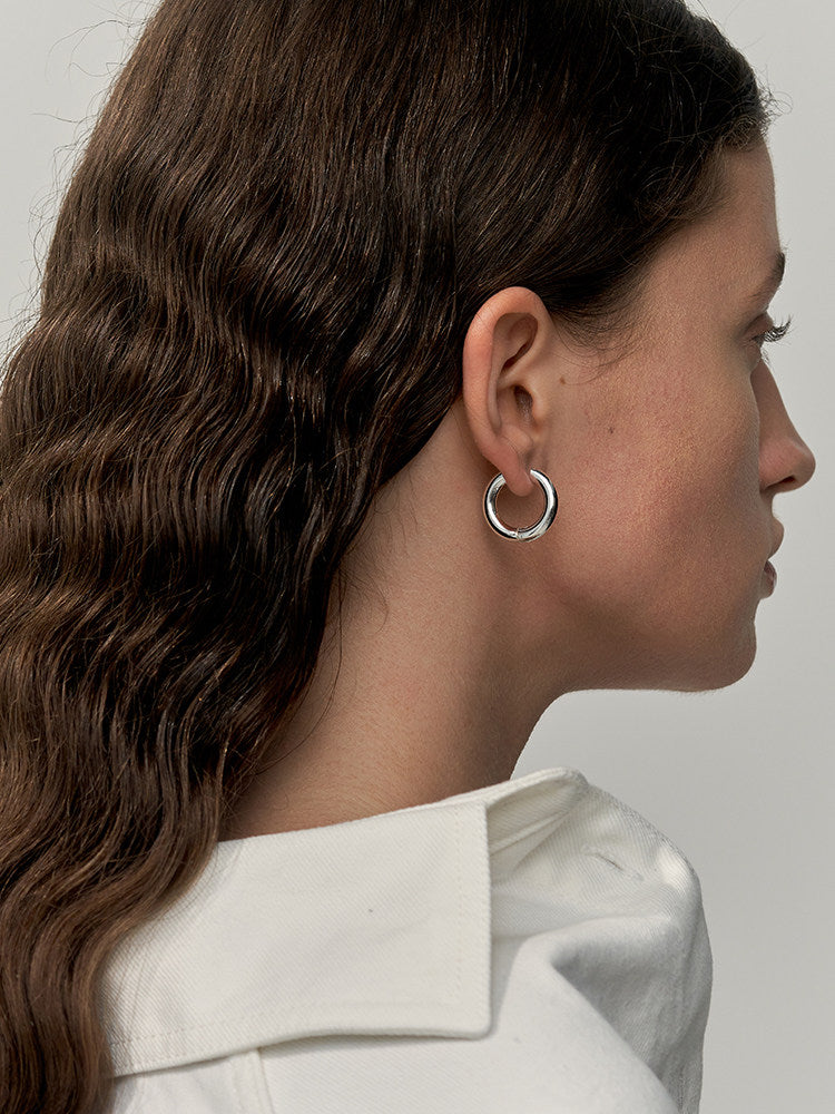 CnHnOn Chunky Unisex Earrings - Minimalist Stylish Versatile Thick Hoop Earrings