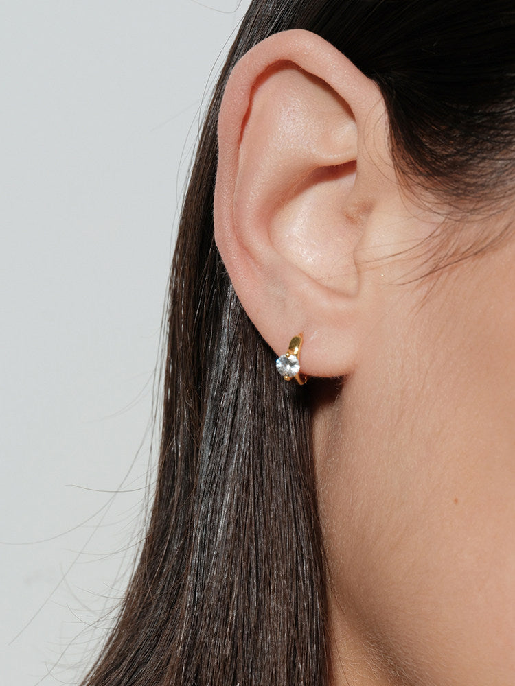 Mini Diamond Ring Rhinestone Ear Cuff Zircon French Minimalist Earrings