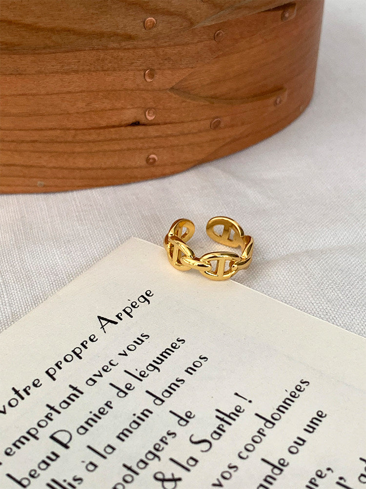 CnHnOn Pig Nose Chain Ring – Minimalist Classic Design Adjustable Ring
