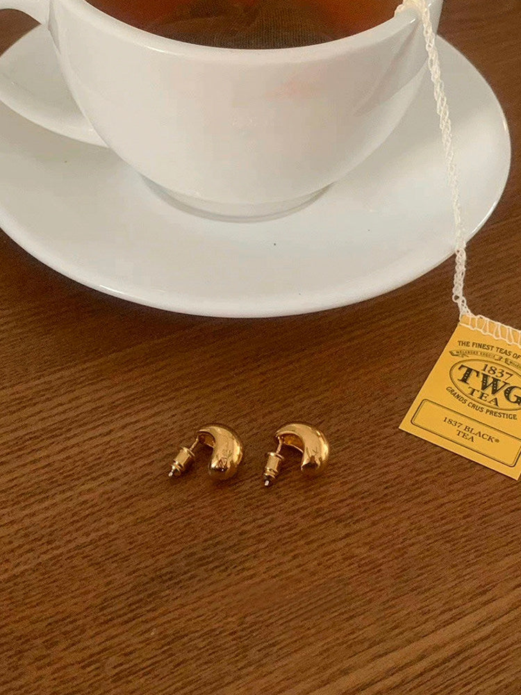 CnHnOn High-Color Retention Minimalist Retro Drop-Shaped Bean S925 Silver Needle Korean Earrings