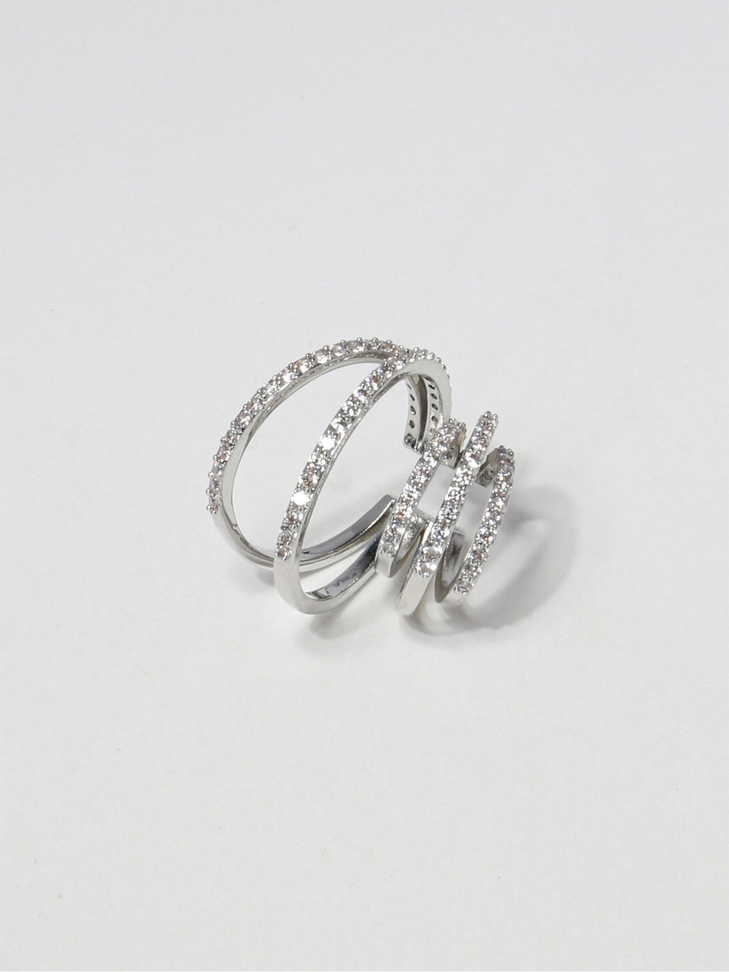 Layered Rhinestone Hoop Ear Cuff Clip-On Earrings for Non-Pierced Ears - Minimalist Chic