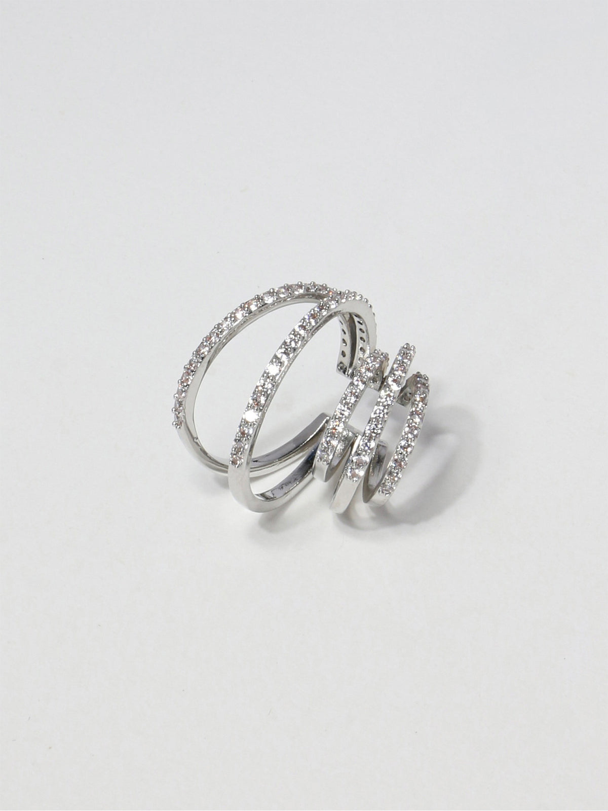 Layered Rhinestone Hoop Ear Cuff Clip-On Earrings for Non-Pierced Ears - Minimalist Chic