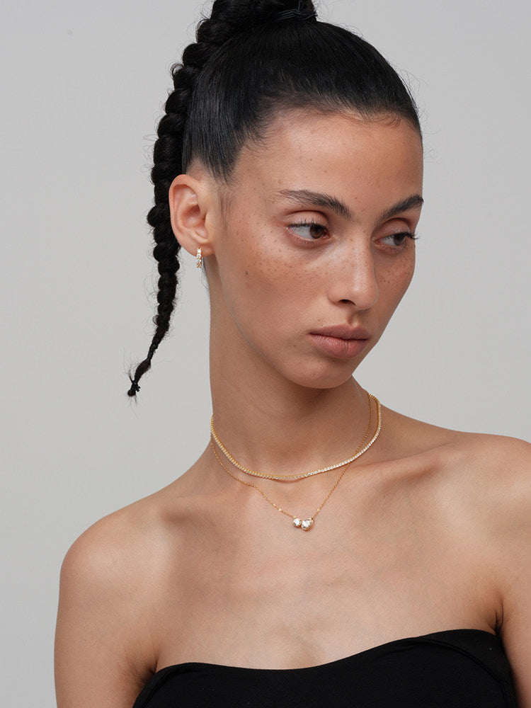 CnHnOn Fat Store Water Drop Round Diamond 5A Zirconia Minimalist European and American High-End Collarbone Necklace