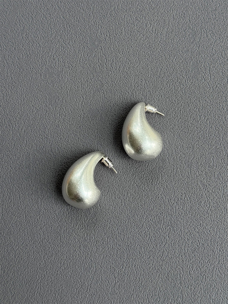 Hollow Teardrop Statement Earrings - Chunky Modern Design