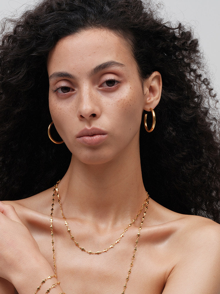 CnHnOn Fat Store European and American Simple Fashion C-Shaped Gold Hollow Large Hoop Earrings Versatile Earrings