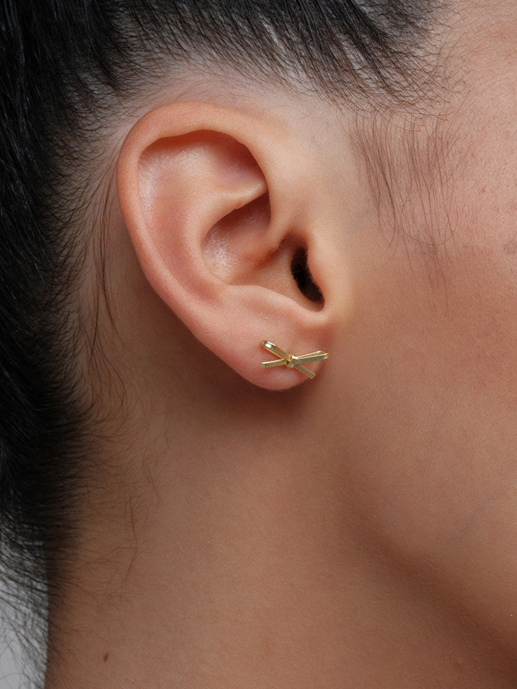Matte Ultra-Thin Ribbon Bow Delicate Minimalist Versatile Earrings