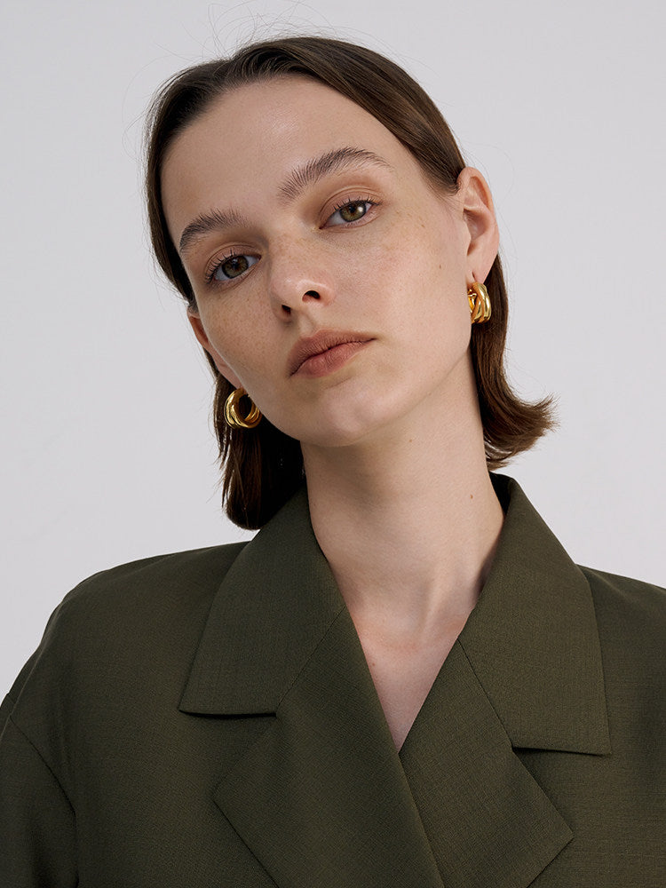 CnHnOn Fat Store Golden Versatile Layered Hoop Earrings for Western Fashion, Trendy and Elegant