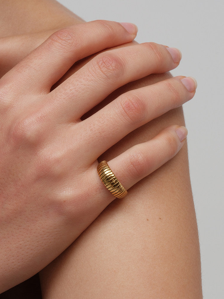 CnHnOn Fat Store European and American Fashion Minimalist Niche Gear Stripe Versatile Stacking Ring