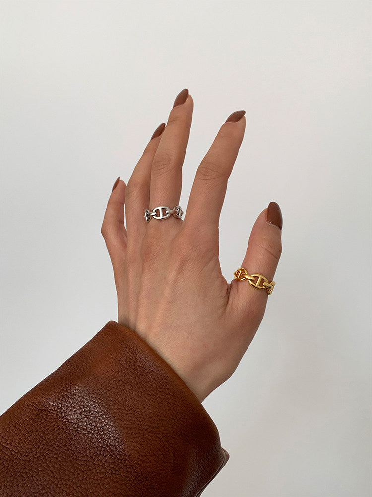 CnHnOn Pig Nose Chain Ring – Minimalist Classic Design Adjustable Ring