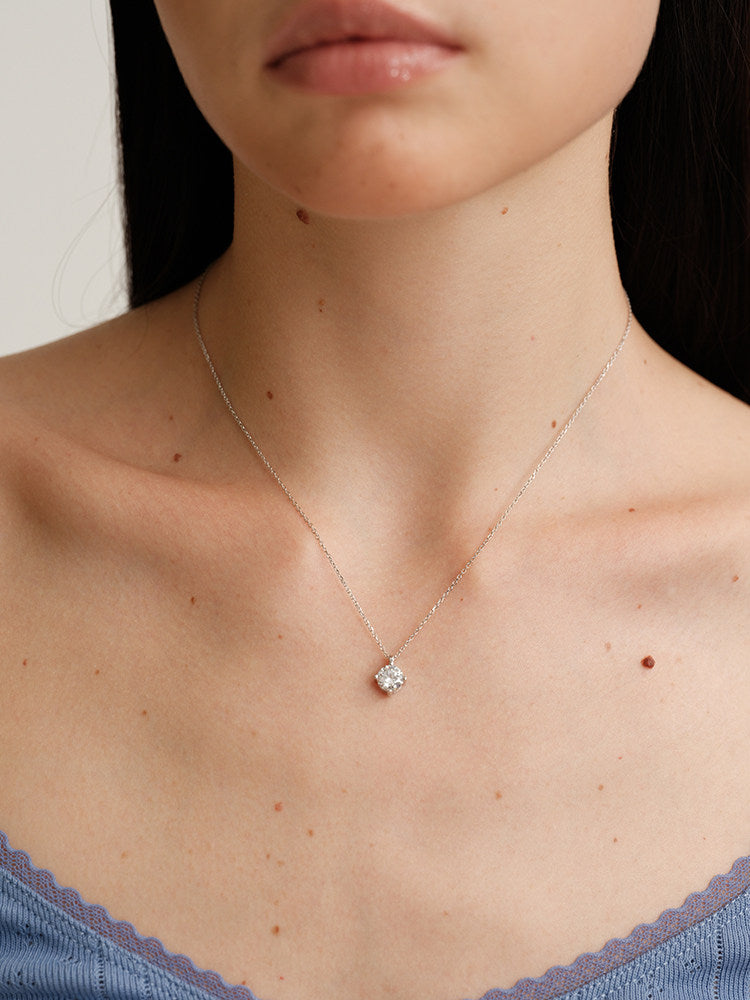 S925 Sterling Silver 1ct Moissanite Eight Hearts and Eight Arrows Round Cut Minimalist Collarbone Necklace