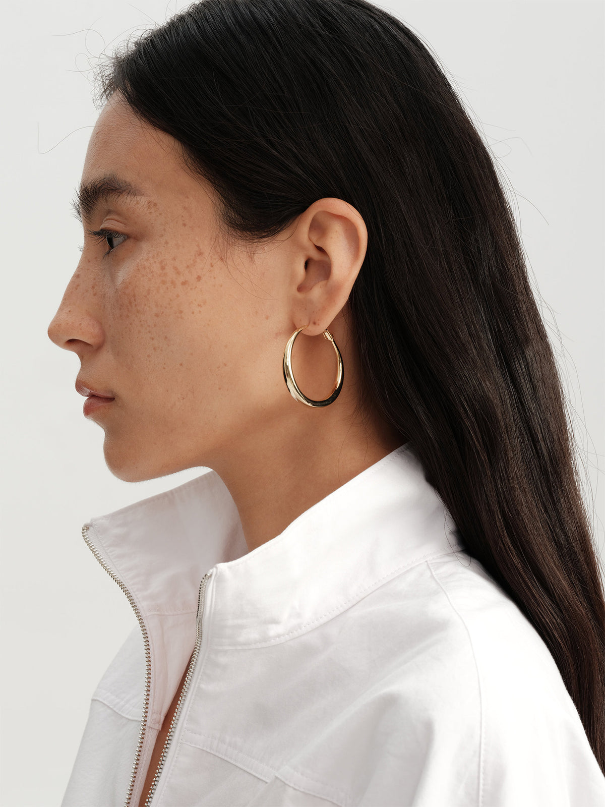 Urban Minimalist Classic Polished Crescent Moon Large Hoop Earrings (Clip-On and Pierced Options)