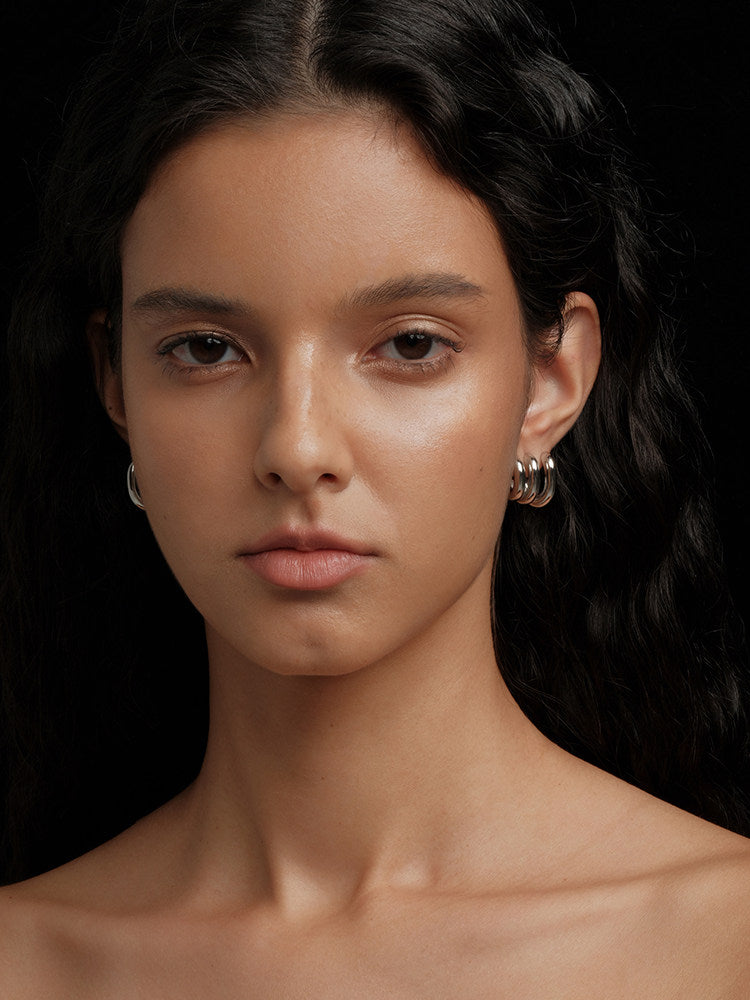 CnHnOn Fat Store High-Color Fashion Minimalist Triple Ring Hollow Hoop Earrings