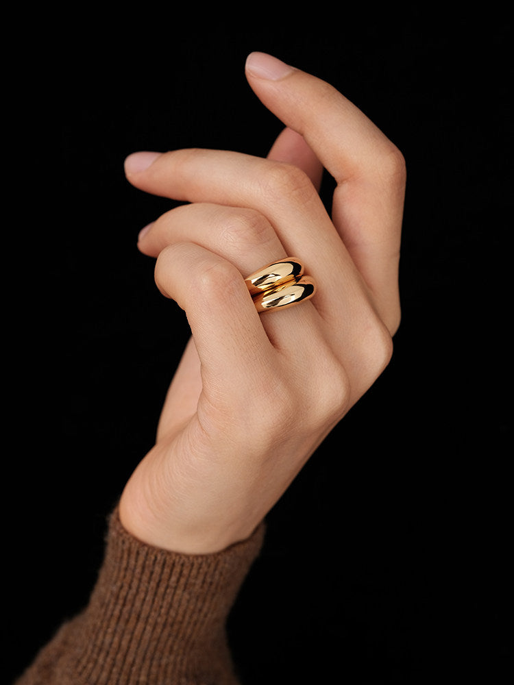 CnHnOn Sculptural High-Color Ring Set - Stackable Minimalist Fashion Rings