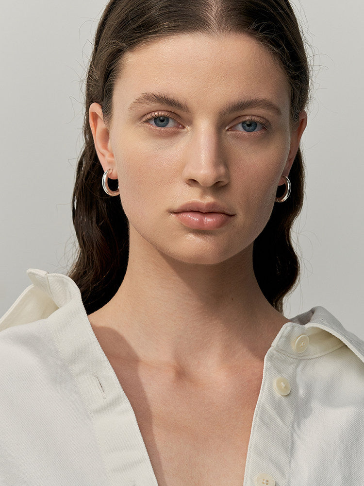 CnHnOn Chunky Unisex Earrings - Minimalist Stylish Versatile Thick Hoop Earrings