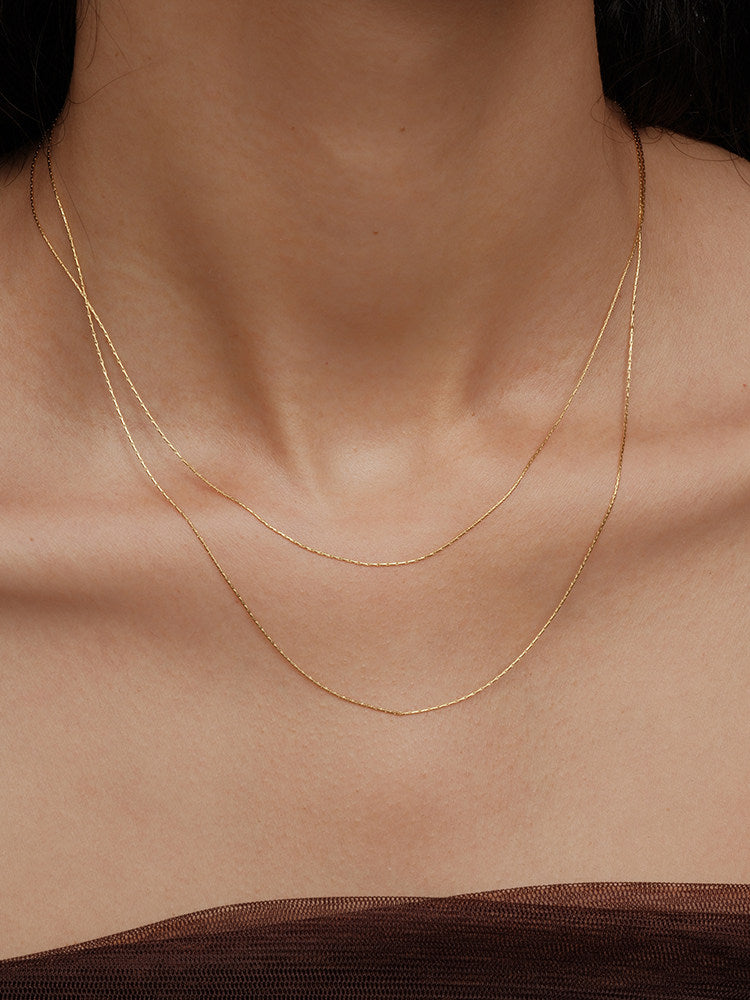 Ultra-Fine Gold-Tone Sparkling Streamline Versatile Double-Layer Fashion Necklace