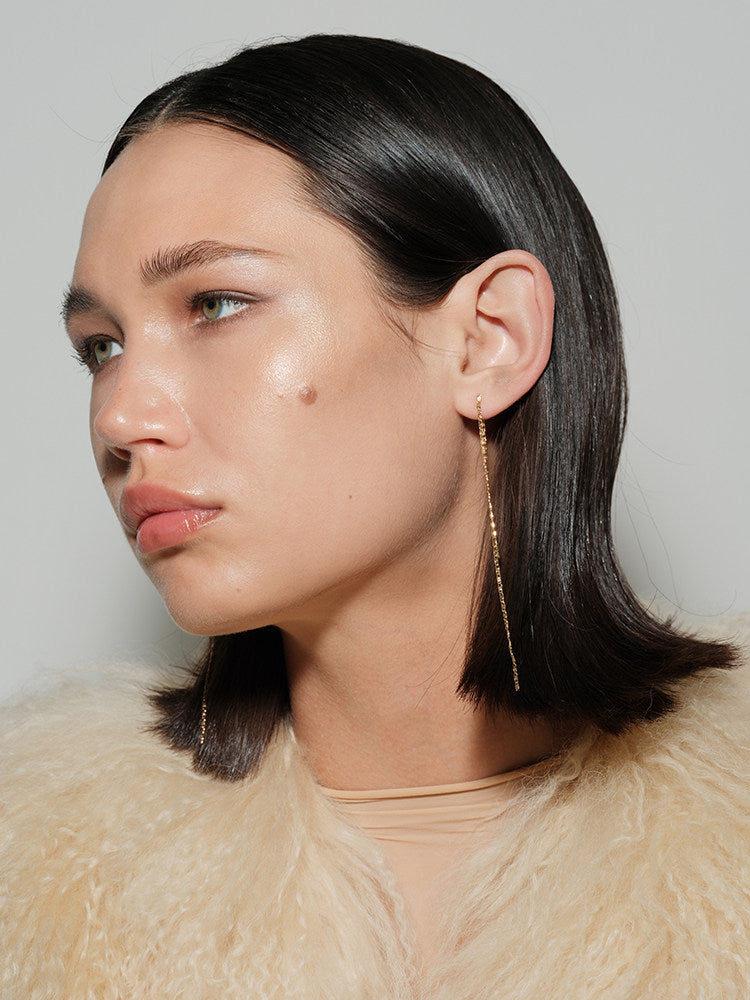 Flowing Soft Gold Fine Chain Earrings with Layered Lengths