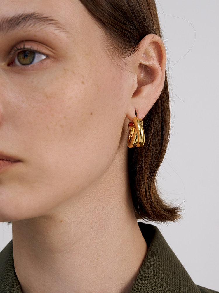 CnHnOn Fat Store Golden Versatile Layered Hoop Earrings for Western Fashion, Trendy and Elegant