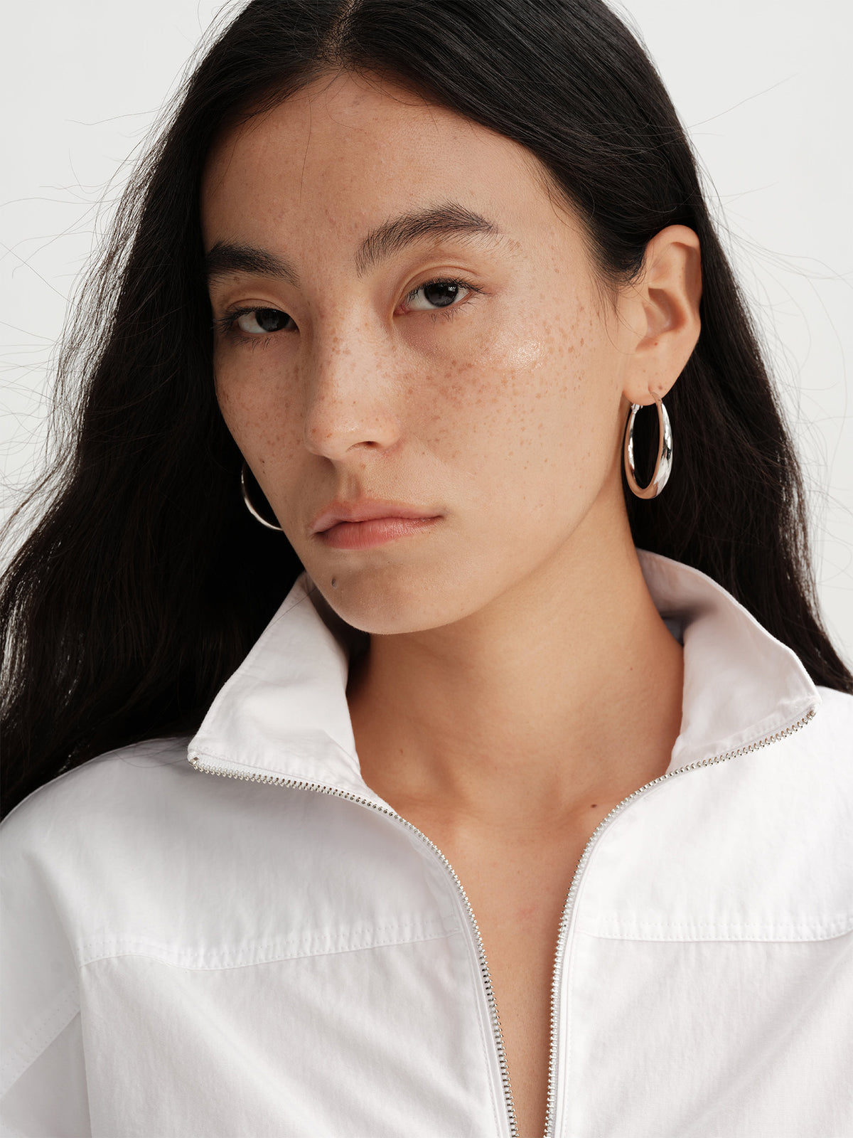Urban Minimalist Classic Polished Crescent Moon Large Hoop Earrings (Clip-On and Pierced Options)