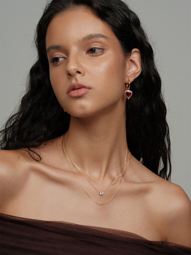 Ultra-Fine Gold-Tone Sparkling Streamline Versatile Double-Layer Fashion Necklace