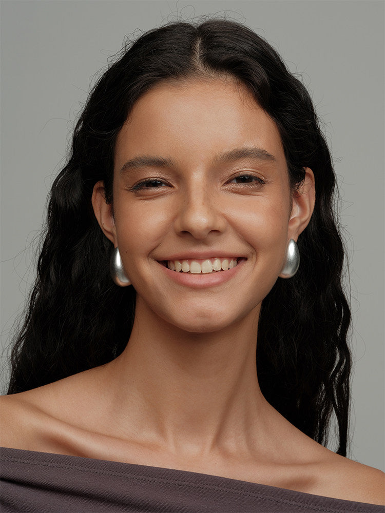 Hollow Teardrop Statement Earrings - Chunky Modern Design