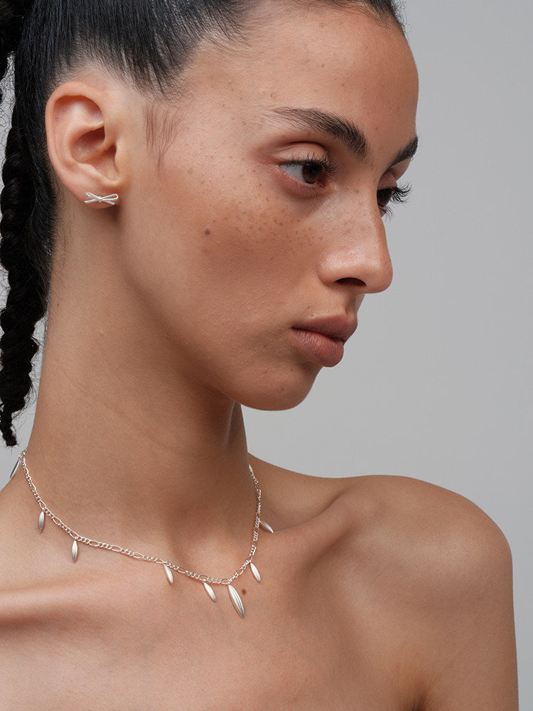 Matte Ultra-Thin Ribbon Bow Delicate Minimalist Versatile Earrings
