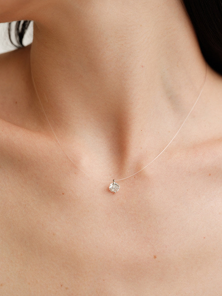 1ct Moissanite Floating Solitaire Necklace 925 Silver Eight Hearts Eight Arrows