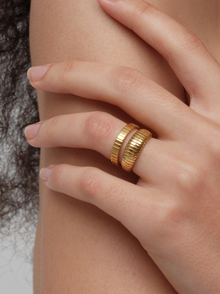 CnHnOn Fat Store European and American Fashion Minimalist Niche Gear Stripe Versatile Stacking Ring