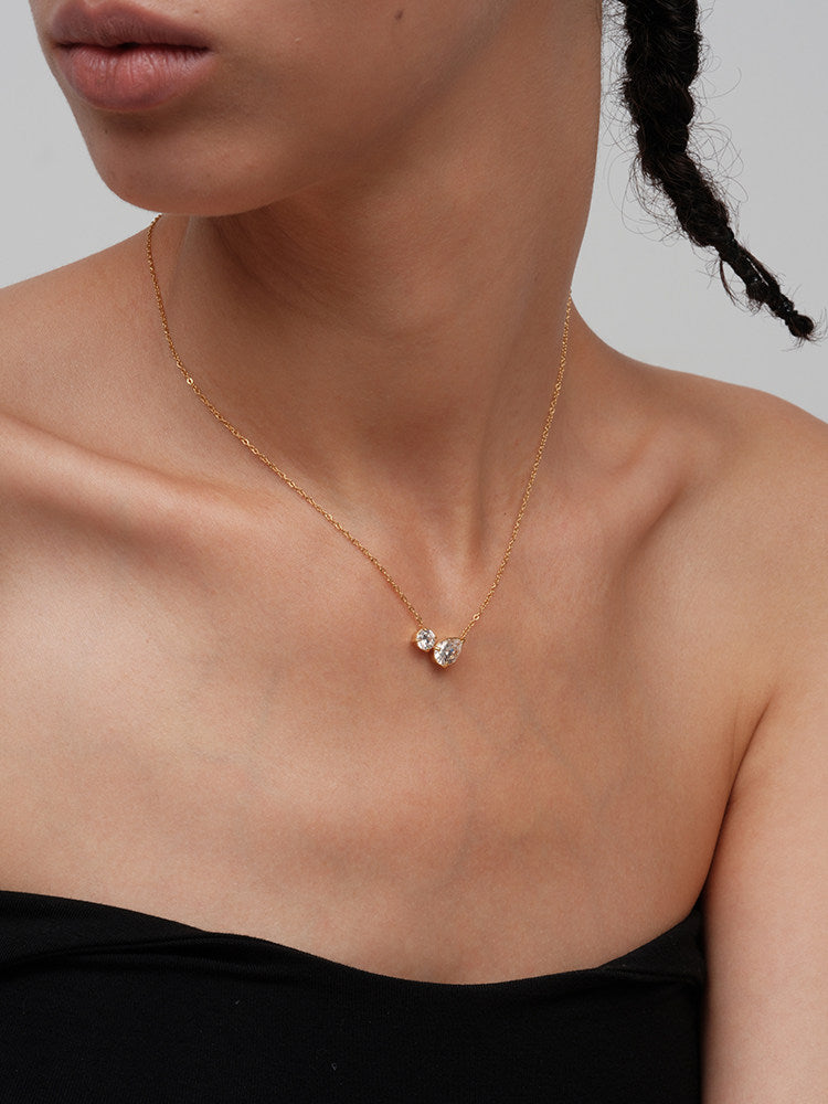 CnHnOn Fat Store Water Drop Round Diamond 5A Zirconia Minimalist European and American High-End Collarbone Necklace
