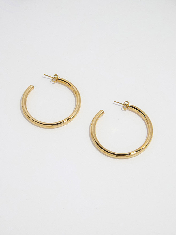 CnHnOn Fat Store European and American Simple Fashion C-Shaped Gold Hollow Large Hoop Earrings Versatile Earrings