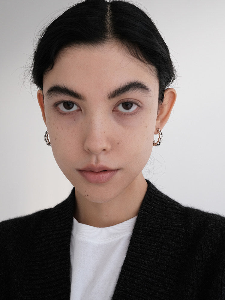 Handwoven Chunky Twist Earrings in Antique Silver Finish