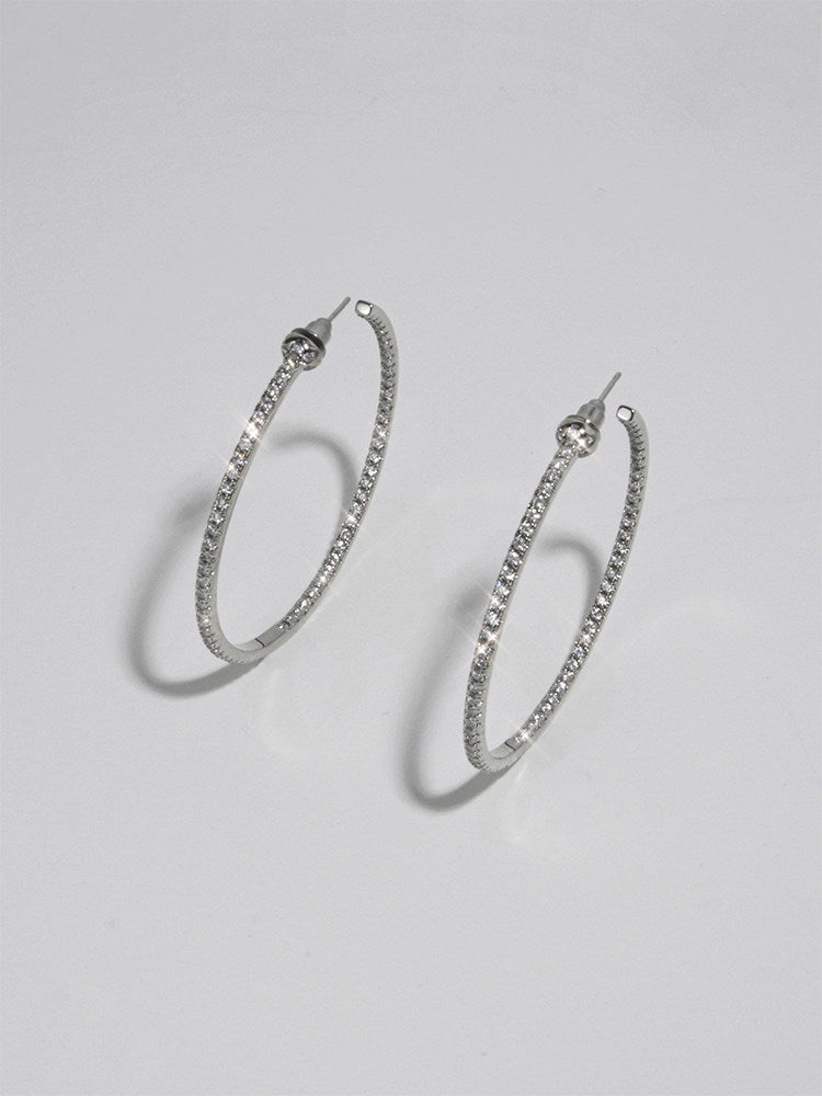 CnHnOnFat Store – Versatile Shiny Zircon-Studded Slim Large Hoop Earrings