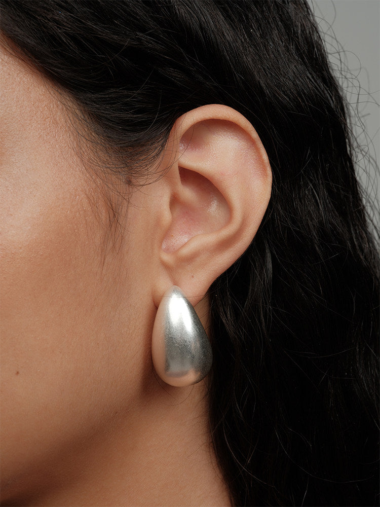 Hollow Teardrop Statement Earrings - Chunky Modern Design