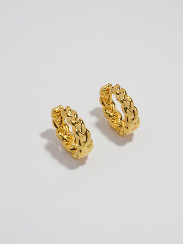 Wheat Braid Twist Bread Pattern Vintage Oval Earrings