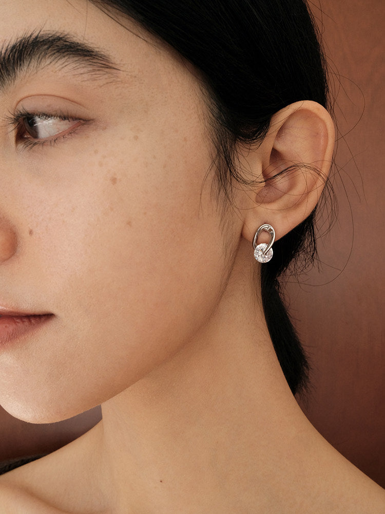 3A Live Color Zirconia Bare Diamond Lucky Twinkle Small Earrings