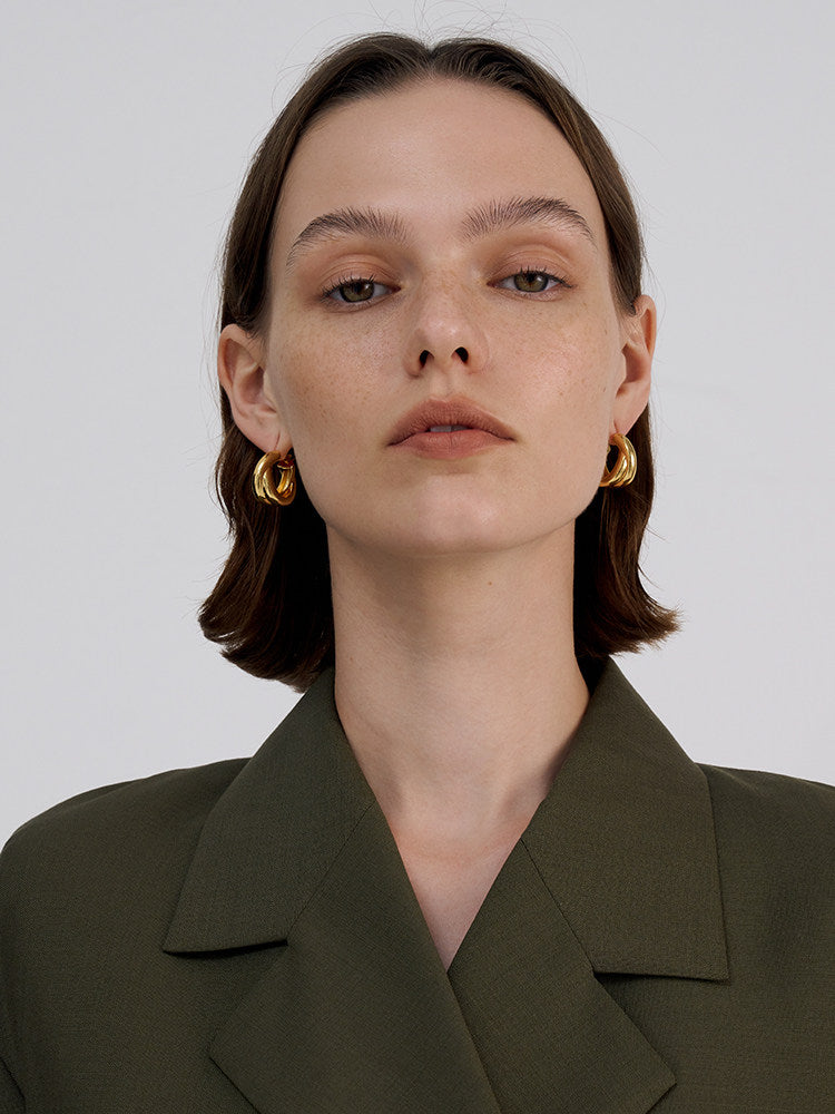 CnHnOn Fat Store Golden Versatile Layered Hoop Earrings for Western Fashion, Trendy and Elegant
