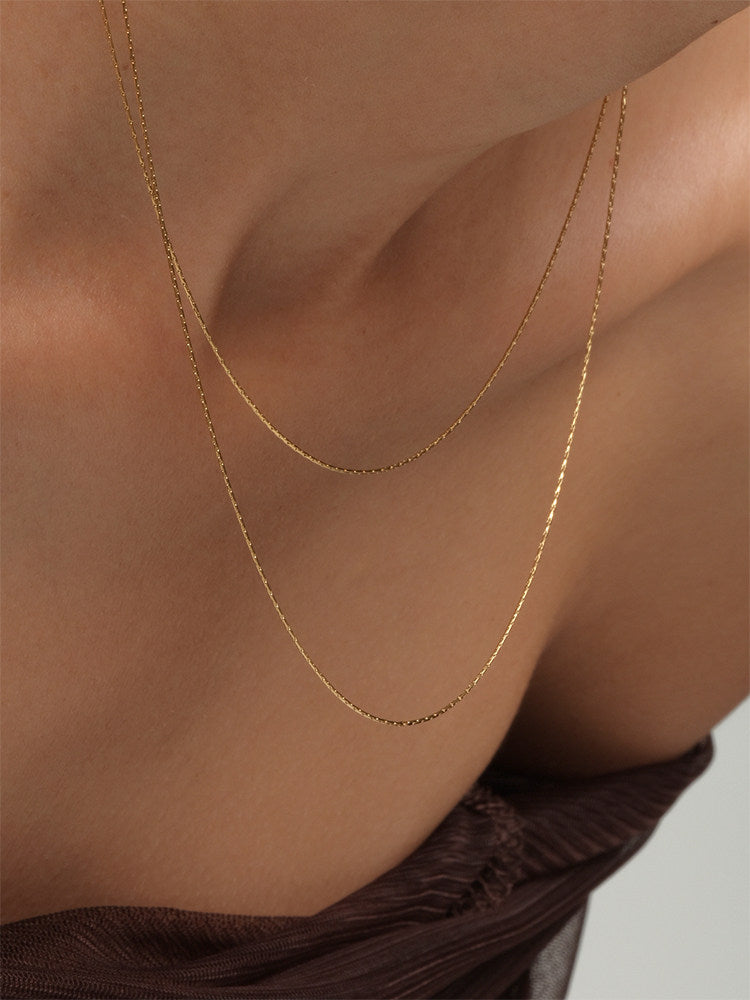 Ultra-Fine Gold-Tone Sparkling Streamline Versatile Double-Layer Fashion Necklace