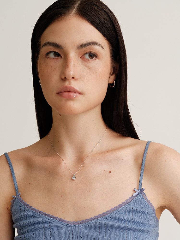 S925 Sterling Silver 1ct Moissanite Eight Hearts and Eight Arrows Round Cut Minimalist Collarbone Necklace
